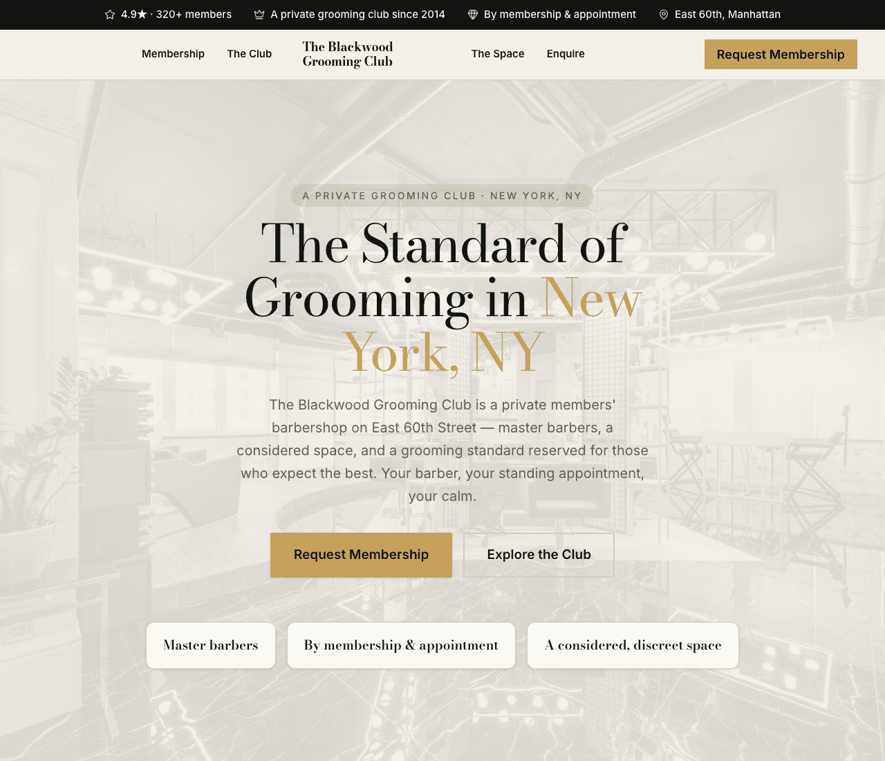 The Blackwood Grooming Club — Private Grooming Club Template website design you can build with Zarla