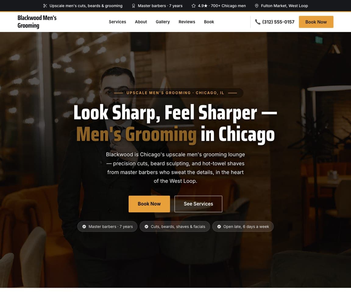 Blackwood Men's Grooming — Men's Grooming website design you can build with Zarla