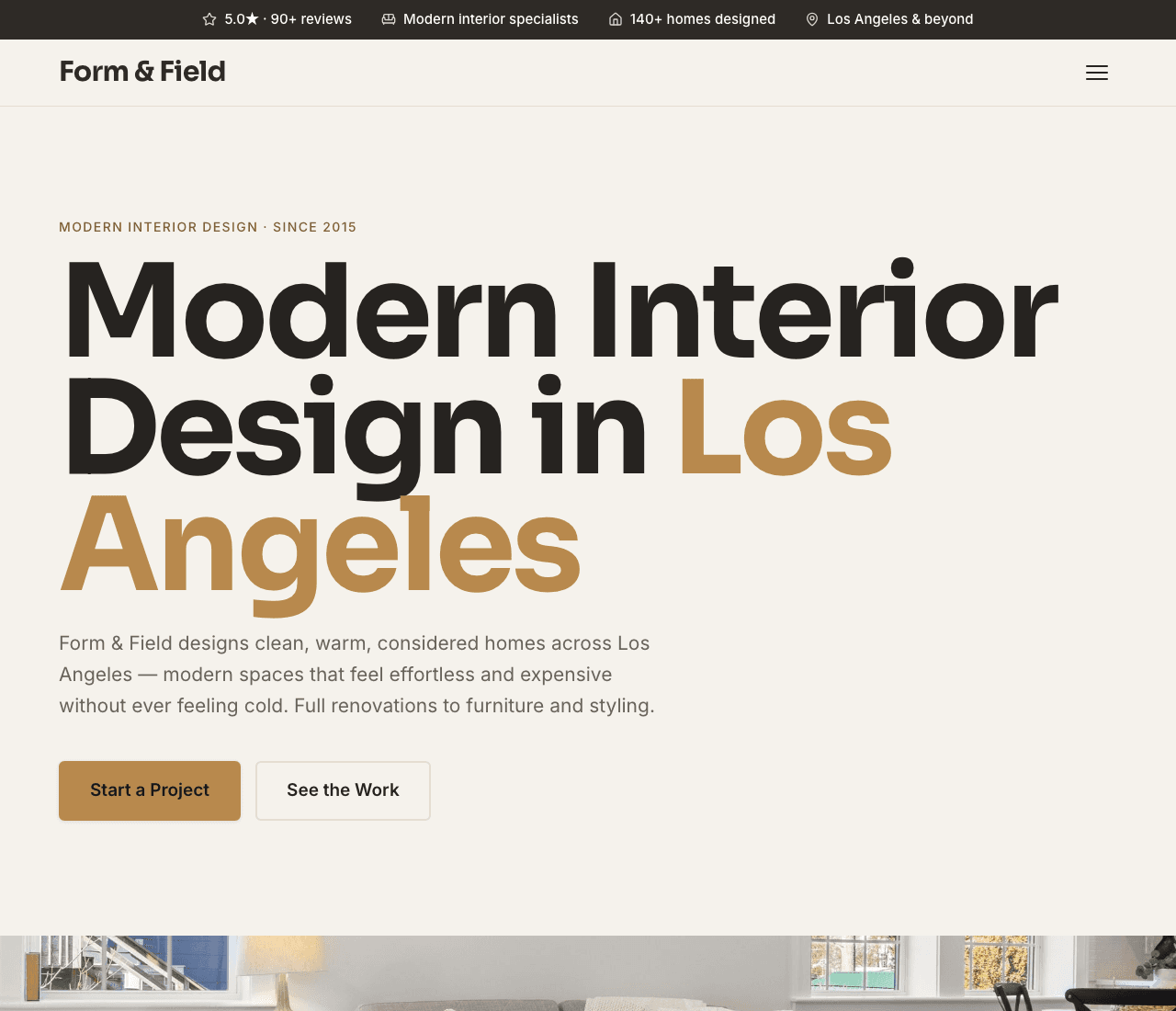Form & Field — Modern Design website design you can build with Zarla