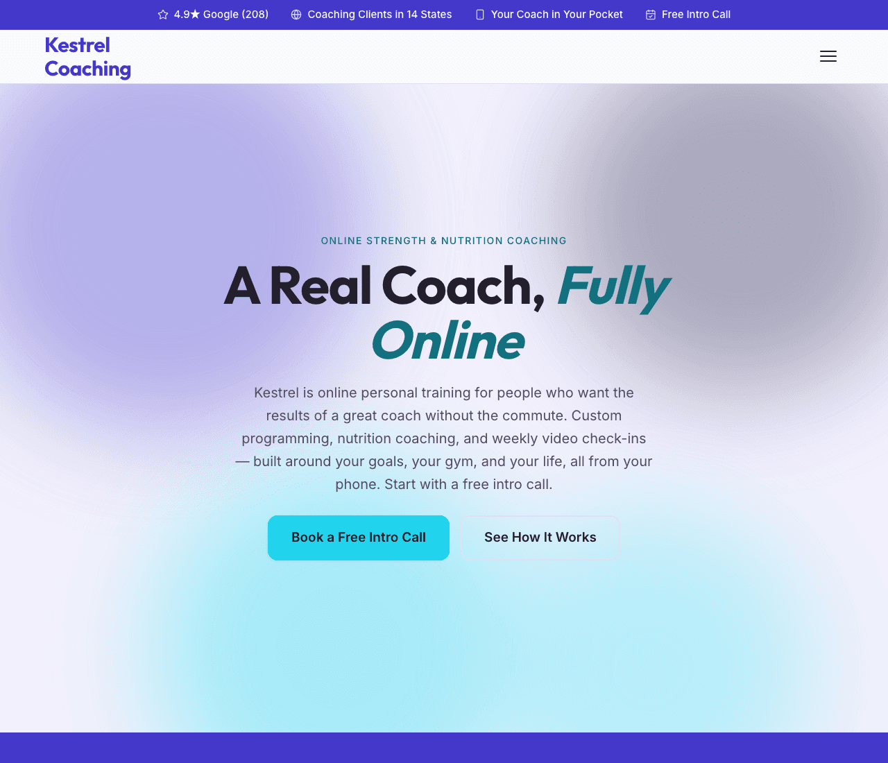 Kestrel Coaching — Online Coaching website design you can build with Zarla