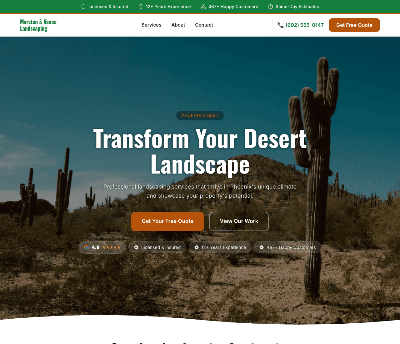 Marston & Vance Landscaping — Desert Landscaping website design you can build with Zarla