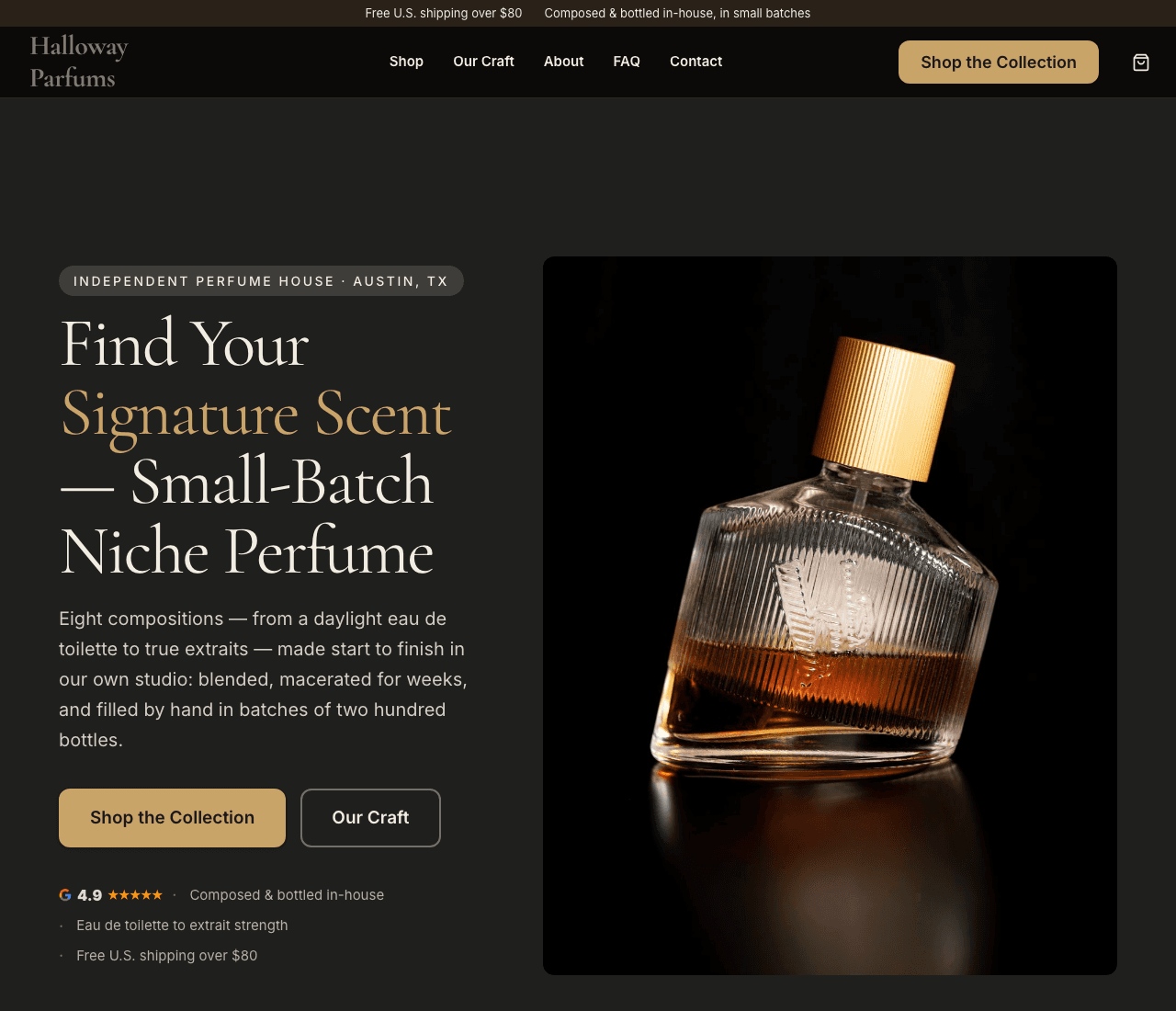 Halloway Parfums — Perfume House Template website design you can build with Zarla