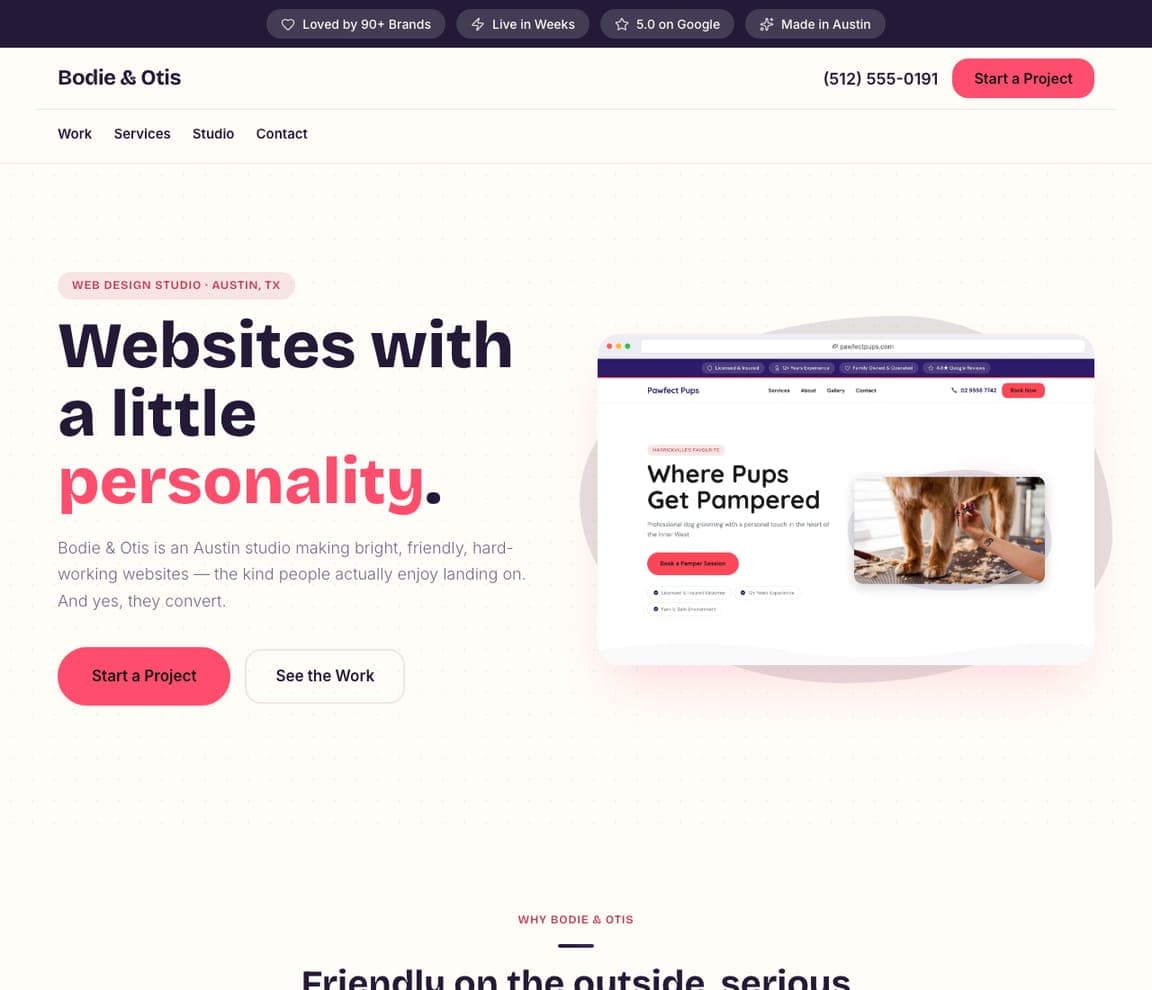 Bodie & Otis — Adaptable Template website design you can build with Zarla