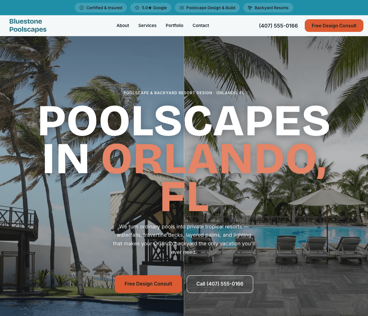 Bluestone Poolscapes — Poolscapes website design you can build with Zarla
