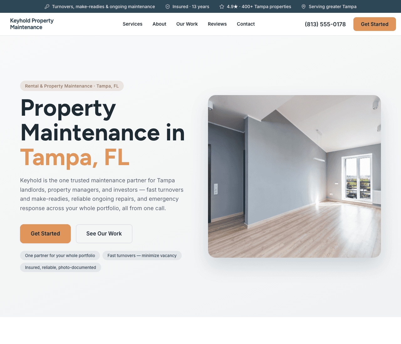 Keyhold Property Maintenance — Property Maintenance Template website design you can build with Zarla