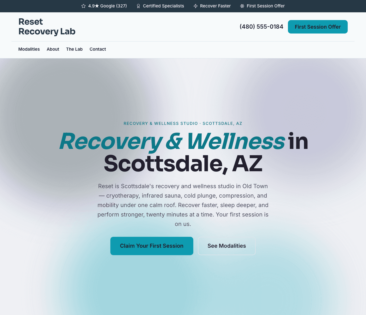 Reset Recovery Lab — Recovery Studio website design you can build with Zarla