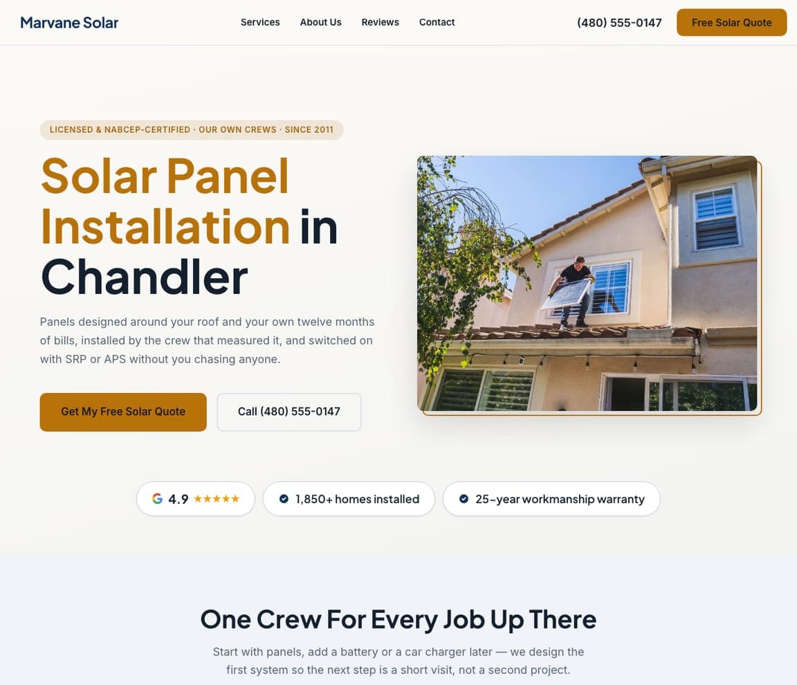 Marvane Solar — Home Solar Template website design you can build with Zarla