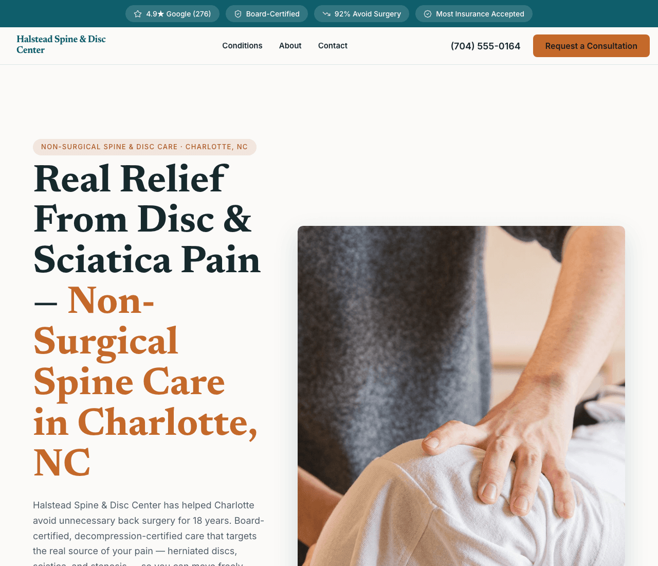 Halstead Spine & Disc Center — Spine & Disc website design you can build with Zarla