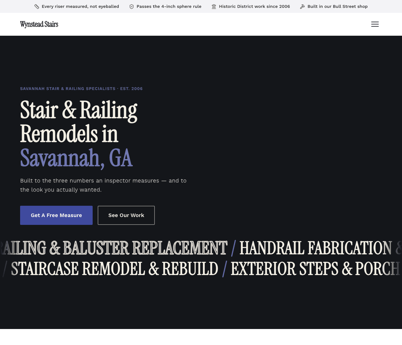 Wynstead Stairs — Stair Specialist Template website design you can build with Zarla