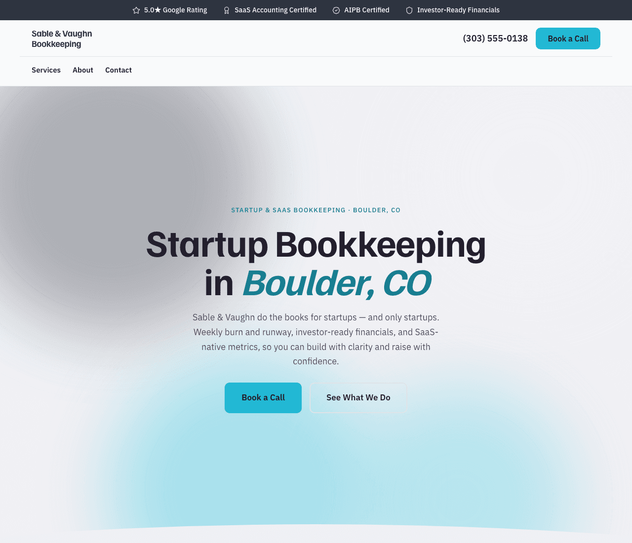 Sable & Vaughn Bookkeeping — Startup Bookkeeping website design you can build with Zarla