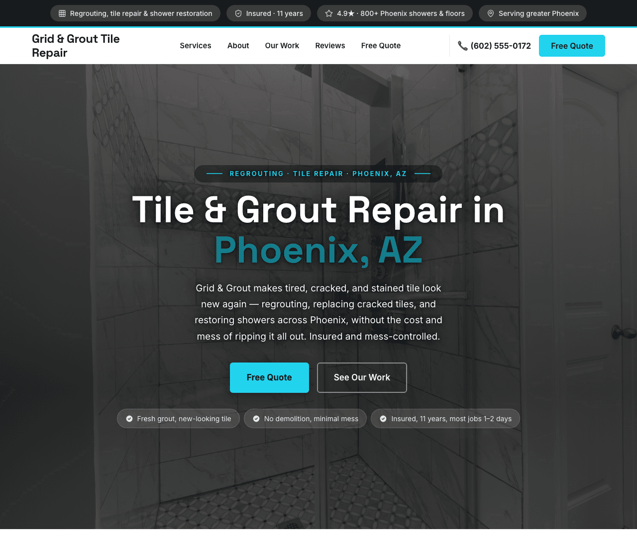 Grid & Grout Tile Repair — Tile Repair Template website design you can build with Zarla