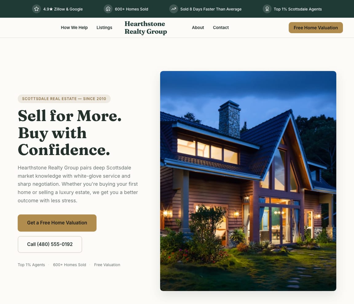 Hearthstone Realty Group — Real Estate website design you can build with Zarla