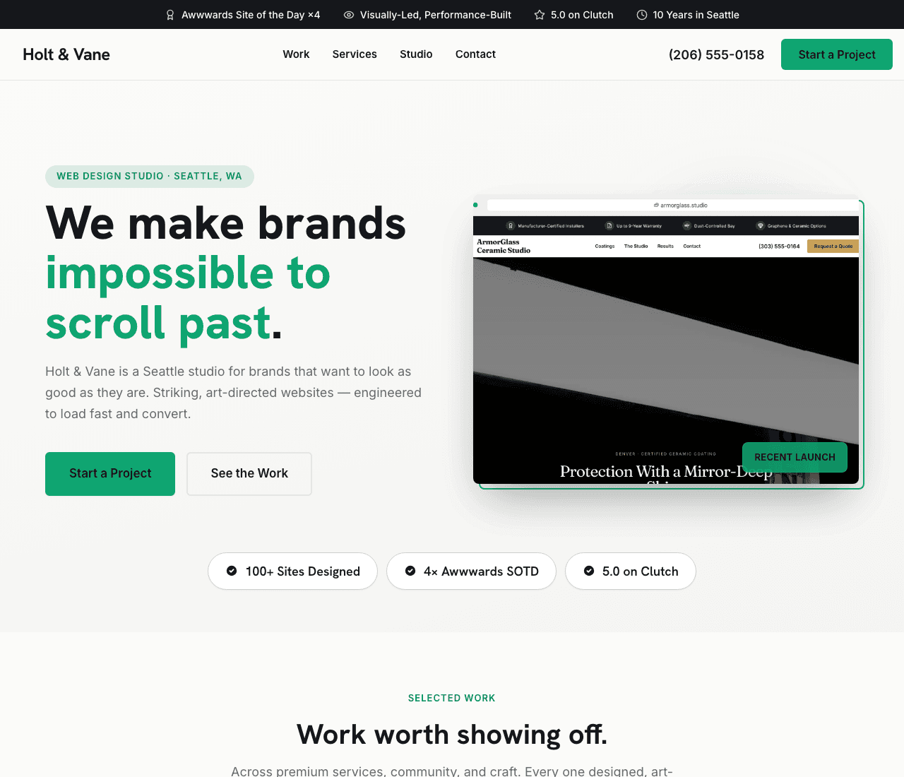 Holt & Vane — Visual Studio Template website design you can build with Zarla