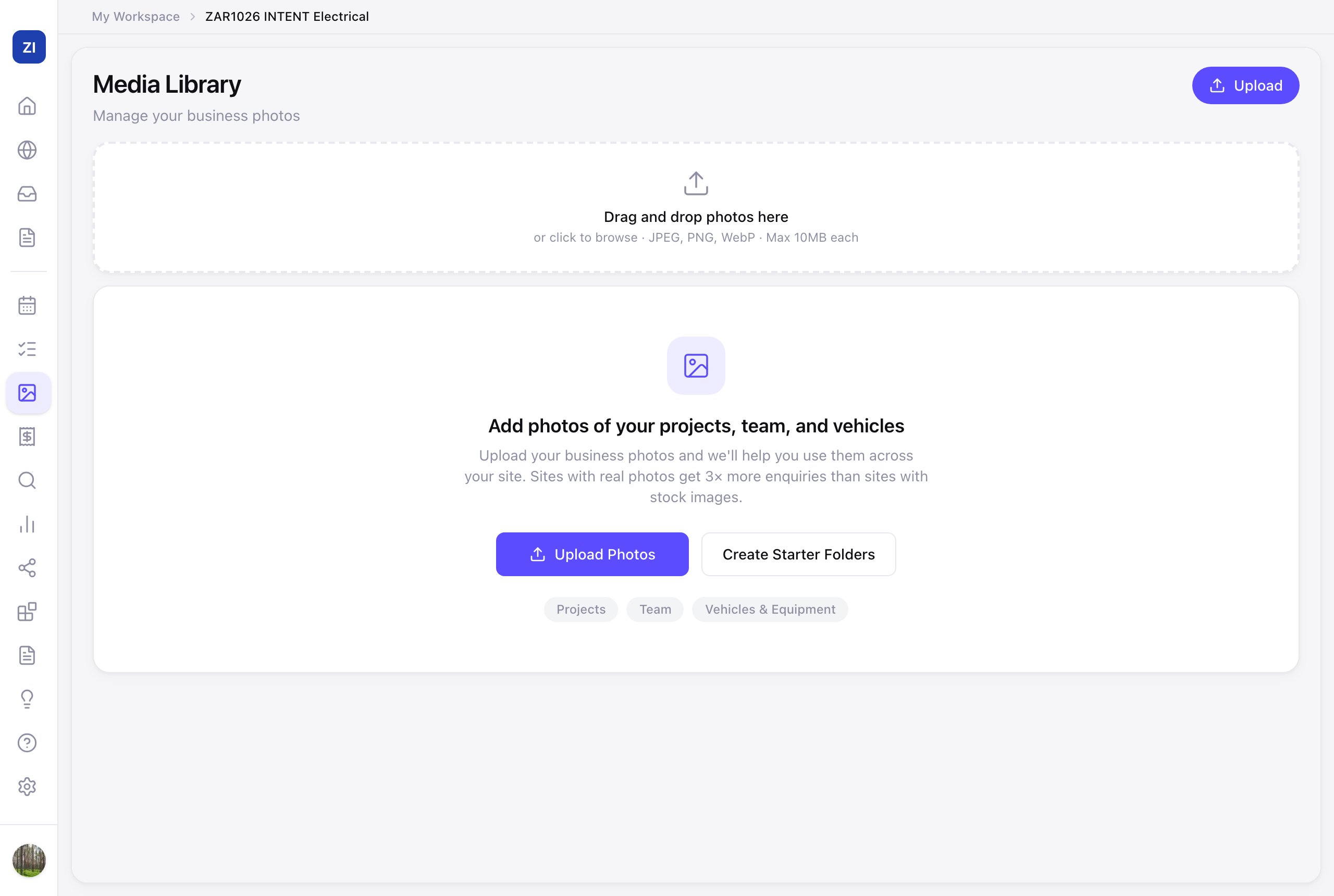 The Media Library upload page