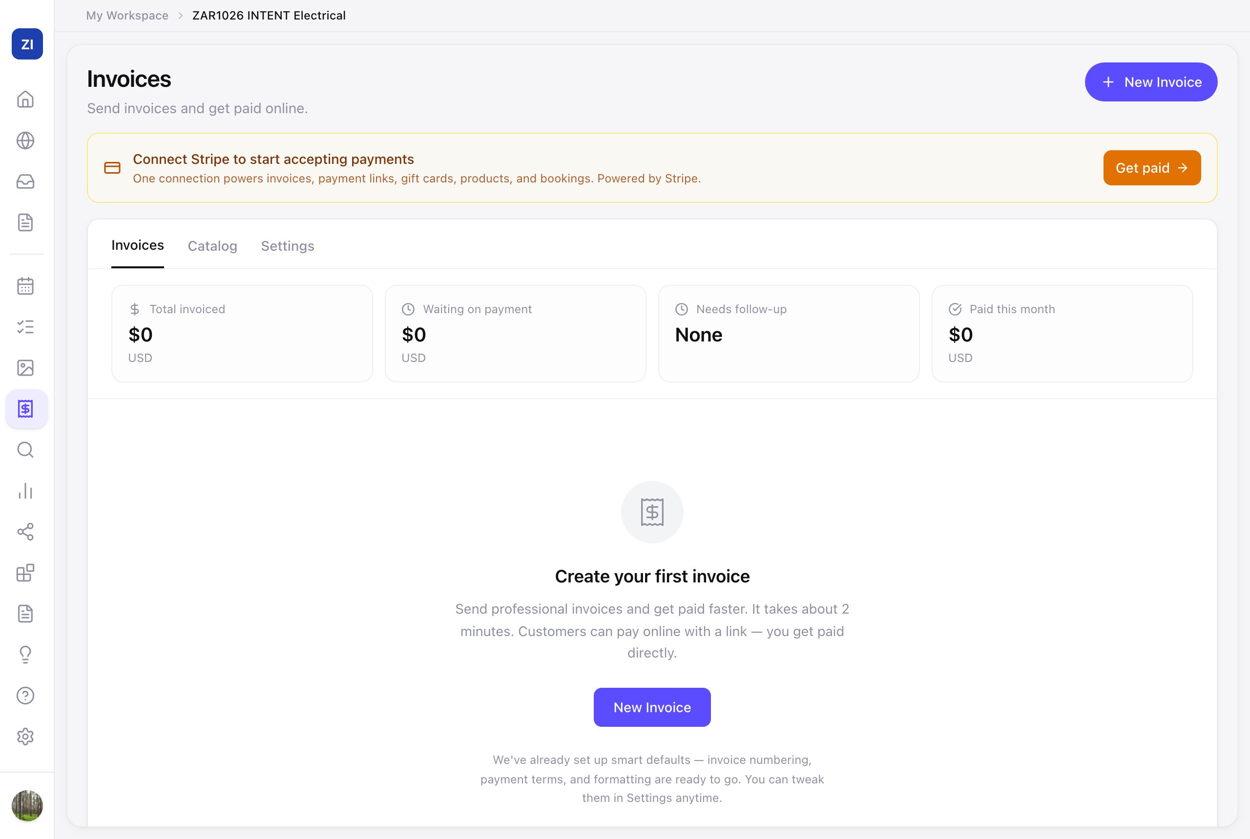 The Invoices tool