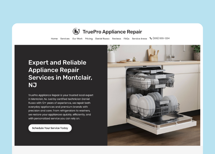 Revive Detailing landing page with the tagline 'Elevate the appearance and condition of your vehicle with Revive Detailing' with a picture of a shiny red car