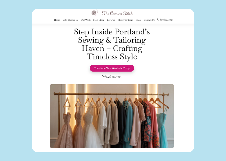 Revive Detailing landing page with the tagline 'Elevate the appearance and condition of your vehicle with Revive Detailing' with a picture of a shiny red car