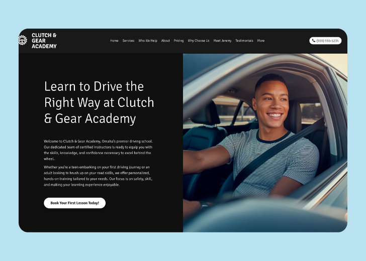 Revive Detailing landing page with the tagline 'Elevate the appearance and condition of your vehicle with Revive Detailing' with a picture of a shiny red car
