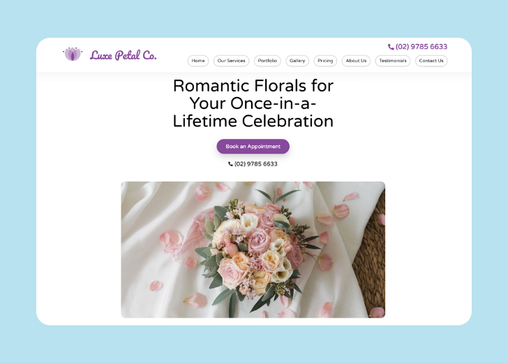 Revive Detailing landing page with the tagline 'Elevate the appearance and condition of your vehicle with Revive Detailing' with a picture of a shiny red car