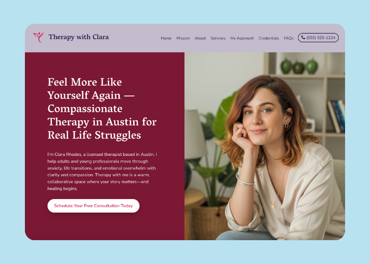 Revive Detailing landing page with the tagline 'Elevate the appearance and condition of your vehicle with Revive Detailing' with a picture of a shiny red car