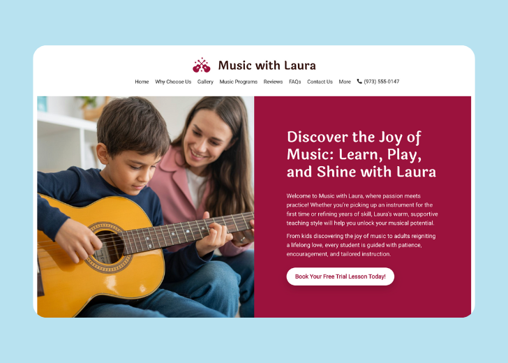 Revive Detailing landing page with the tagline 'Elevate the appearance and condition of your vehicle with Revive Detailing' with a picture of a shiny red car