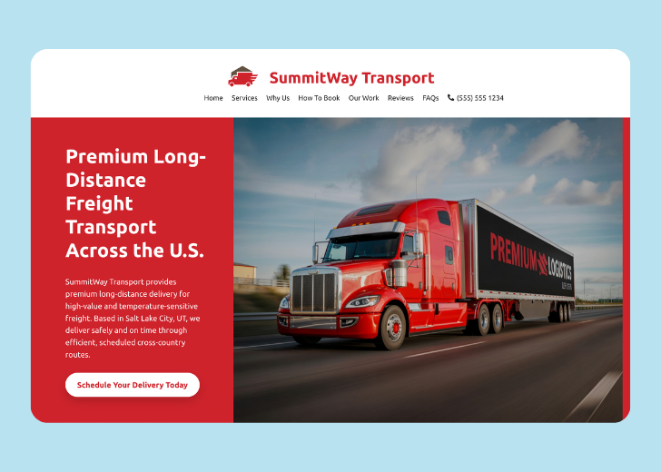 Revive Detailing landing page with the tagline 'Elevate the appearance and condition of your vehicle with Revive Detailing' with a picture of a shiny red car