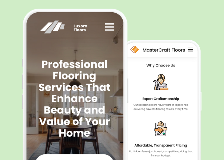 Revive Detailing and Spotless Touch landing pages in two smartphones, side by side, showing mobile view of the websites