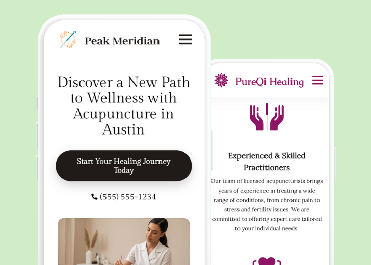 Revive Detailing and Spotless Touch landing pages in two smartphones, side by side, showing mobile view of the websites