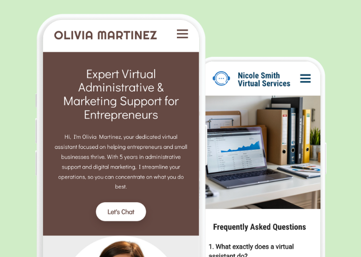 Revive Detailing and Spotless Touch landing pages in two smartphones, side by side, showing mobile view of the websites