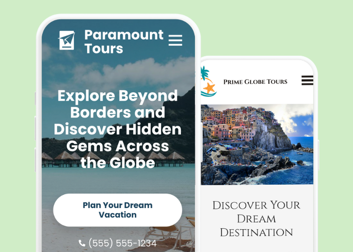 Revive Detailing and Spotless Touch landing pages in two smartphones, side by side, showing mobile view of the websites