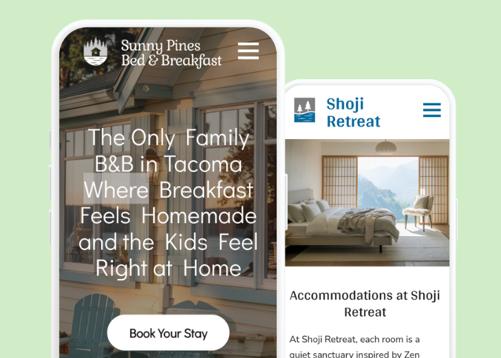 Revive Detailing and Spotless Touch landing pages in two smartphones, side by side, showing mobile view of the websites