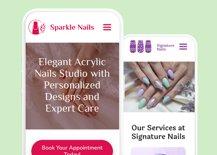 Revive Detailing and Spotless Touch landing pages in two smartphones, side by side, showing mobile view of the websites