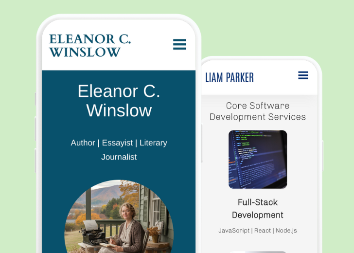 Revive Detailing and Spotless Touch landing pages in two smartphones, side by side, showing mobile view of the websites