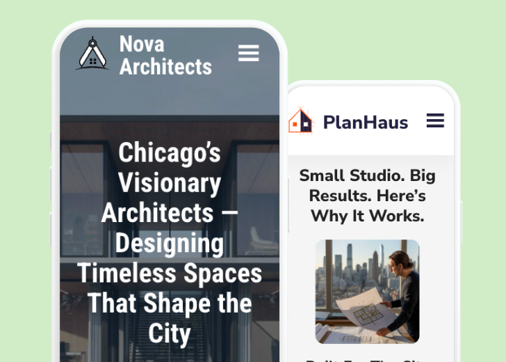 Revive Detailing and Spotless Touch landing pages in two smartphones, side by side, showing mobile view of the websites