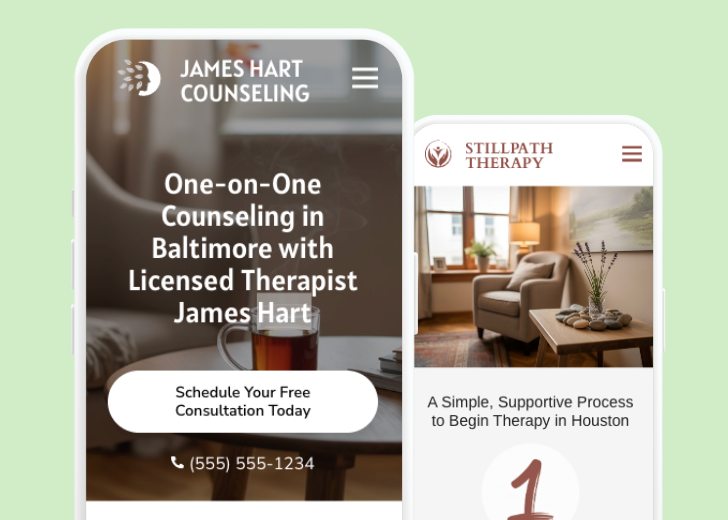 Revive Detailing and Spotless Touch landing pages in two smartphones, side by side, showing mobile view of the websites