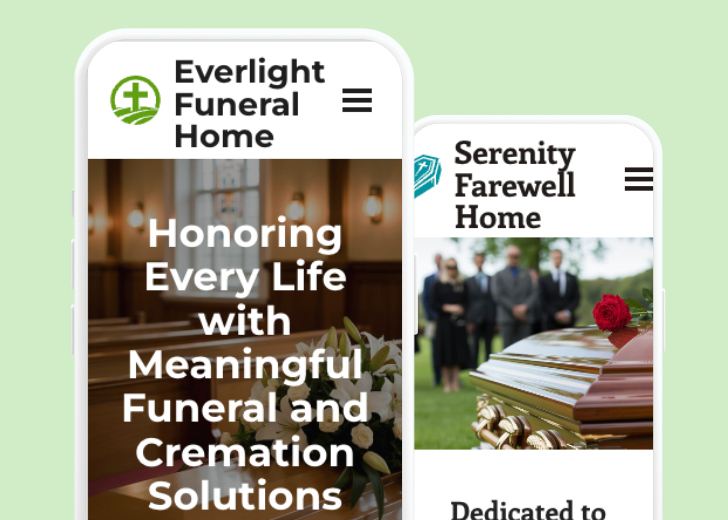 Revive Detailing and Spotless Touch landing pages in two smartphones, side by side, showing mobile view of the websites