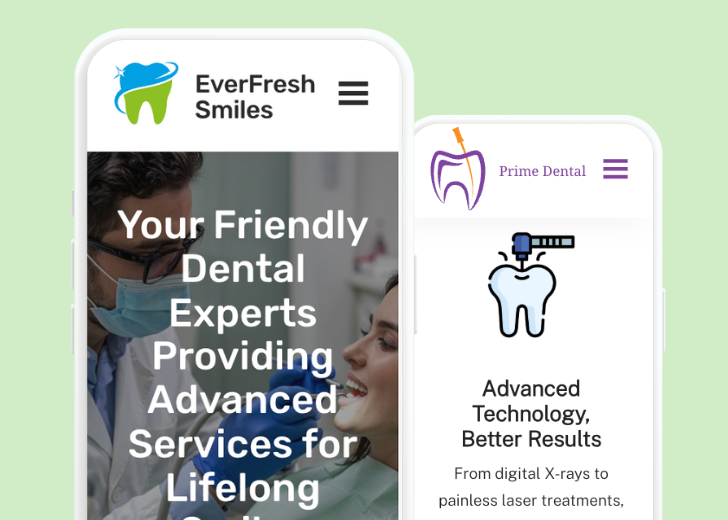 Revive Detailing and Spotless Touch landing pages in two smartphones, side by side, showing mobile view of the websites