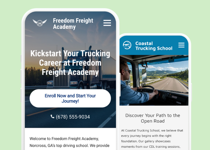 Revive Detailing and Spotless Touch landing pages in two smartphones, side by side, showing mobile view of the websites