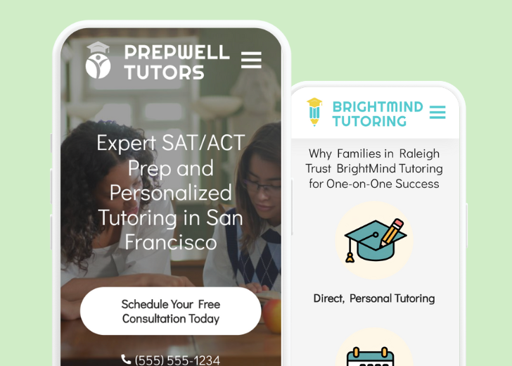 Revive Detailing and Spotless Touch landing pages in two smartphones, side by side, showing mobile view of the websites