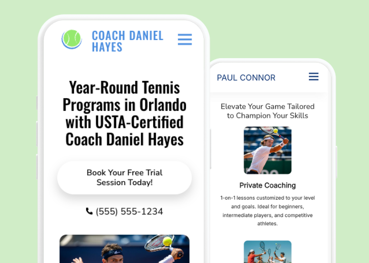 Revive Detailing and Spotless Touch landing pages in two smartphones, side by side, showing mobile view of the websites