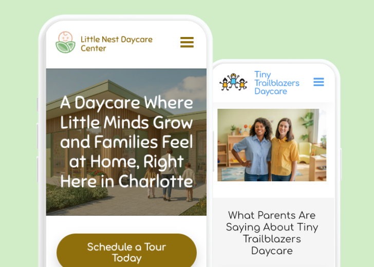 Revive Detailing and Spotless Touch landing pages in two smartphones, side by side, showing mobile view of the websites