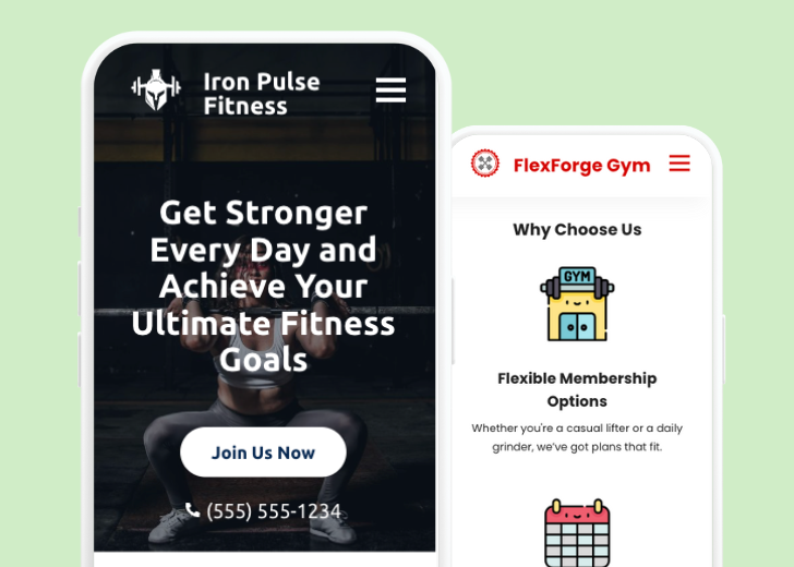 Revive Detailing and Spotless Touch landing pages in two smartphones, side by side, showing mobile view of the websites