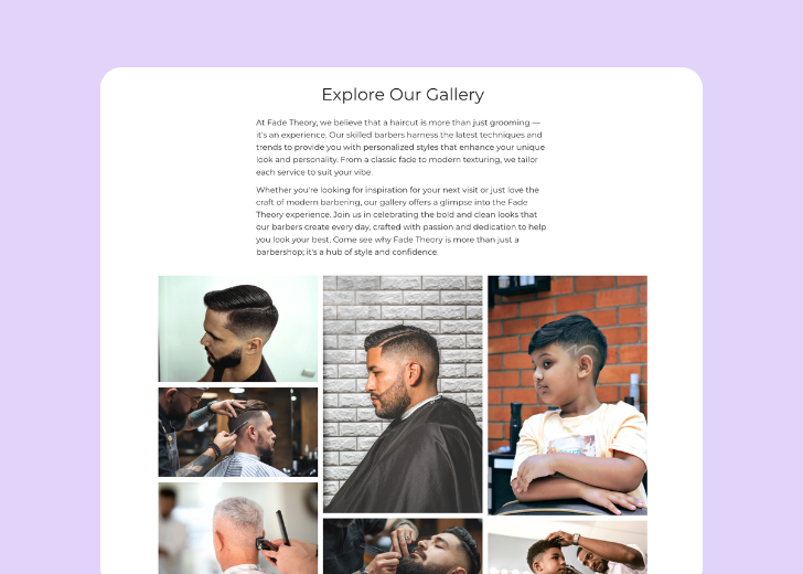 Gallery section titled 'Explore Our Stunning Home Remodeling Projects' with a gallery of 6 images of wooden-themed interior design in a masonry grid layout