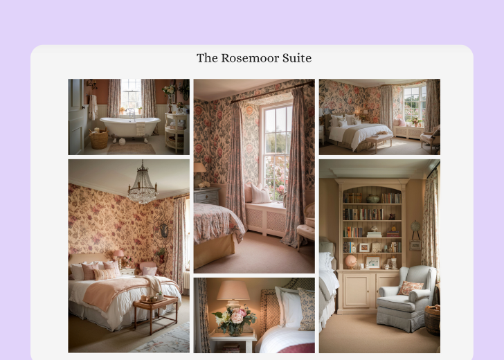 Gallery section titled 'Explore Our Stunning Home Remodeling Projects' with a gallery of 6 images of wooden-themed interior design in a masonry grid layout