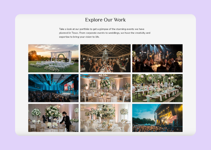 Gallery section titled 'Explore Our Stunning Home Remodeling Projects' with a gallery of 6 images of wooden-themed interior design in a masonry grid layout