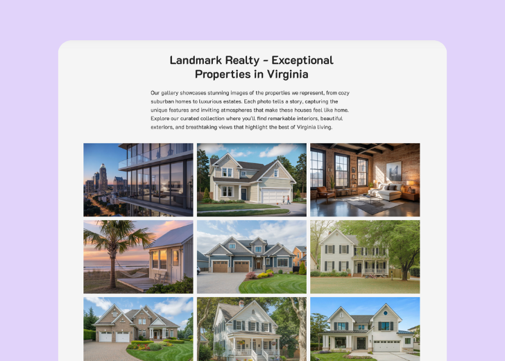 Gallery section titled 'Explore Our Stunning Home Remodeling Projects' with a gallery of 6 images of wooden-themed interior design in a masonry grid layout