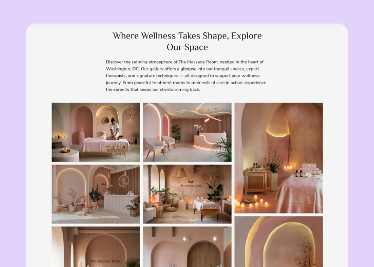 Gallery section titled 'Explore Our Stunning Home Remodeling Projects' with a gallery of 6 images of wooden-themed interior design in a masonry grid layout