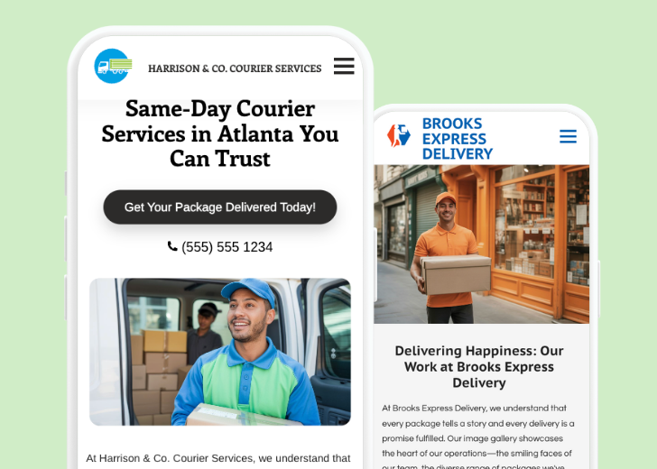 Revive Detailing and Spotless Touch landing pages in two smartphones, side by side, showing mobile view of the websites