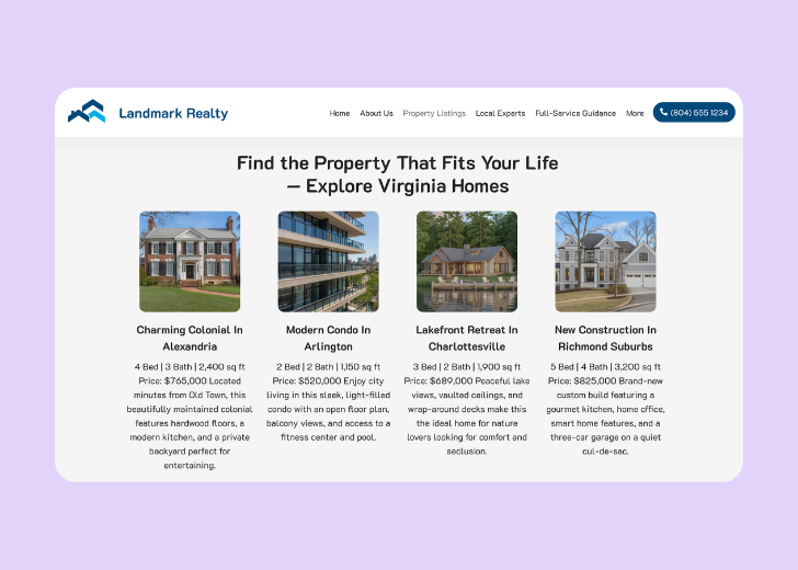 Spotless Touch landing page of a specific service titled 'Post Construction Cleaning' with a contact form on the side