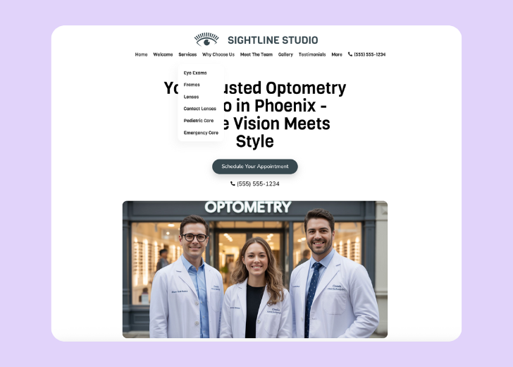 Spotless Touch landing page of a specific service titled 'Post Construction Cleaning' with a contact form on the side